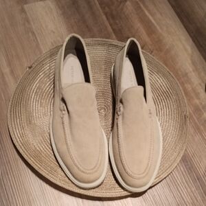 Peter Miller Men's Suede Slip-On Loafers in Cream Color